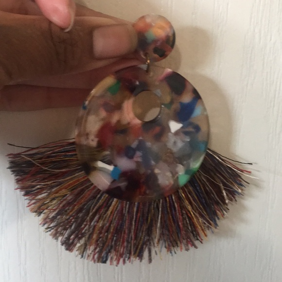 Colorful Lucite Fringe Earrings - Picture 5 of 7